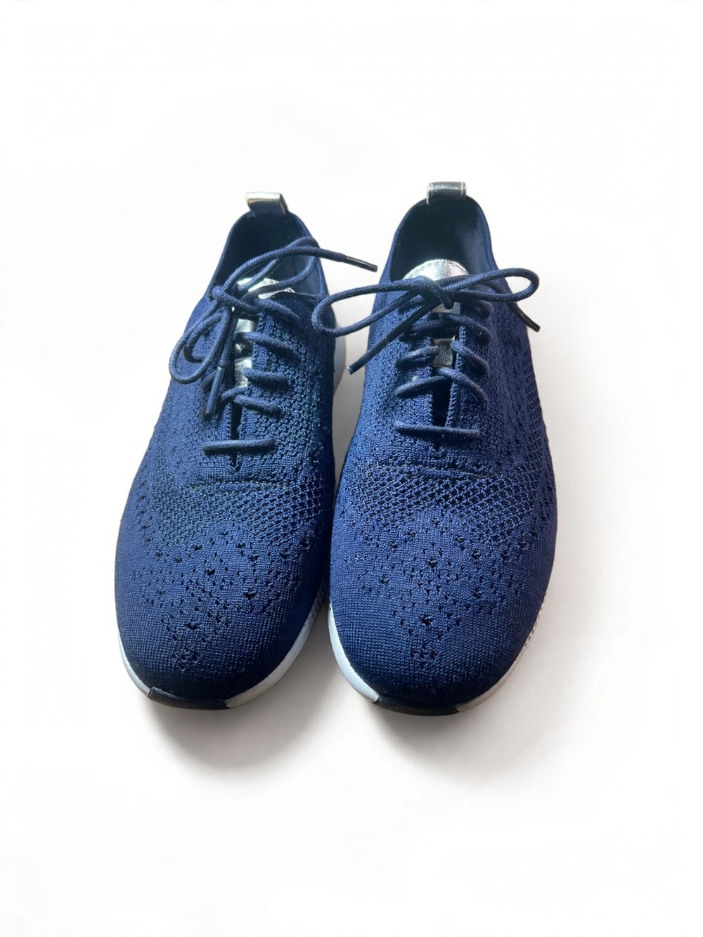 Women’s Cole Haans Knit Lace-Up Sneakers in Navy Blue